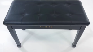 MINSINE Wooden Piano Bench Stool Soft Cushion Padded with Sheet Music Storage Black for Electronic Piano