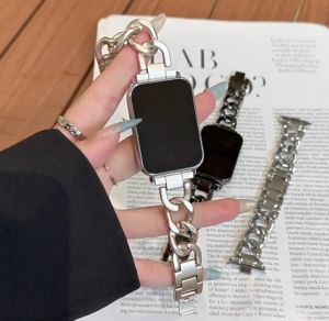 Stainless Steel Denim Chain Watch Strap with Connector for Huawei Watch Fit 4 Pro / Huawei Watch Fit 4 / Huawei Watch Fit 3 / Huawei Watch Fit 2 Fit FitSE / Xiaomi Mi Band 9 8 Pro / Redmi Watch 5 4 Stainless Steel Metal Watch Strap Band