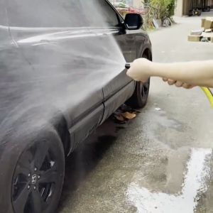 IDEKU Paket Set Alat Cuci Motor - Selang Air Serat Benang Hijau Semprotan Air Kuningan - Semprotan Air Kuningan Cuci Motor Mobil