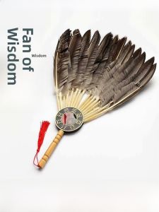 Handmade Feathers Fan Ancient Style Goose Plume Fan Zhuge Liang Kongming Phoenix Ostrich Feather Fan Retro Home Decor Fan