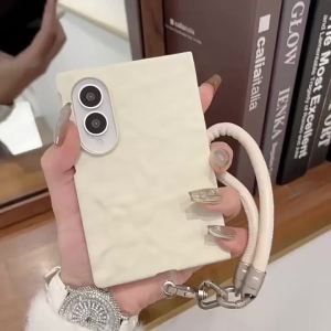 Z Fold8 Wide Luxury Pleated Water Ripple Matte Case for Samsung Galaxy Z Fold 8 Ultra Leather Wrist Lanyard Shockproof Fit Cover