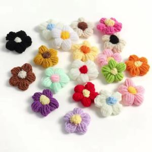 8 Colors Mini Crochet Puff Flowers for Hair Clips Scrapbooking Garment Accessories DIY Craft Embellishments