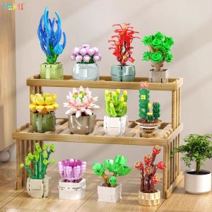 TEMI Mini Block Little Bonsai Series Flower Tree Dual Colour Building Brick DIY Model Collection Micro Brick Toys