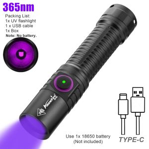 Alonefire | Blacklight 365nm UV LED Flashlight USB Rechargeable Torch Cat Dog Stain Pet Tinea Money Porcelain Ore Jade Check Scorpion Lamp
