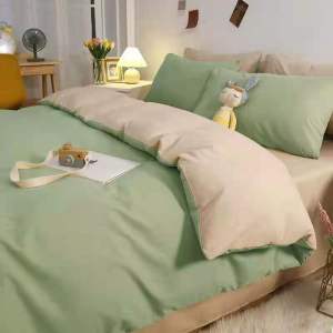 Solid Colored Washed Cotton Duvet Cover Set Student Dorm Friendly