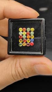 พลอยแฟนซีแซฟไฟร์(Fancy Sapphire) น้ำหนัก 2.76 กะรัต ขนาด 2 มิล จำนวน 20 เม็ด พลอยแท้จากประเทศแทนซาเนีย