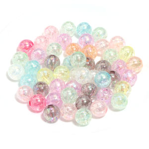 50-100pcs Cracked Acrylic Beads Candy Color Mixed Round Loose Spacer Beads For Jewelry Making DIY Bracelets Necklace Accessories