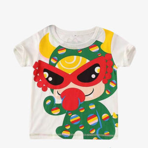 Children Dinosaur Tail Denim Bulky Underpants Boys and Girls Cartoon Short Sleeve T-shirt Triangle Shorts Super Cute 2-Piece Suit Fashion