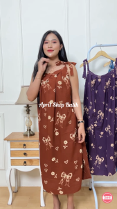 DASTER SINGLET MIDI WANITA LD 120 MOTIF PITA DRESS YUKENSI CANTIK TERBARU KEKINIAN PIYAMA TIDUR