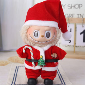 New 15/17cm Labubu Doll Christmas Clothes Christmas Red Deer Theme Set Labubu Accessories unique Christmas Gift