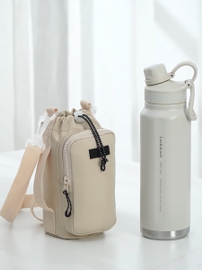 OutingSG-Outdoor Portable Water Bottle Bag with Pouch Sling Bag Large-capacity Water Bottle Protective Cover