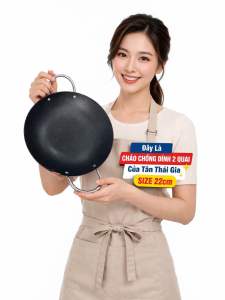 [ST] Chảo Chống 2 Quai Dính Tân Thái Gia 22cm Trơn
