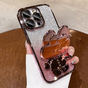 Crashstar với ống kính phim mạ kim tuyến vỏ điện thoại mềm với gương hoạt hình chân đế iPhone 17 16 15 14 13 12 11 Pro Max Air Mini 16e XS XR x 8 7 6 6S Plus + Se 2020 fashionphone vỏ bìa với ống kính bọc hoàn toàn máy ảnh bảo vệ