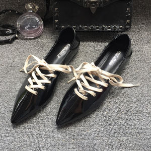 Spring 2025 Womens Flat Bottom Slip-On Shoes Metal Cross Buckle Low Heel Sharp Pointed Toe College Style Fashionable Shoes