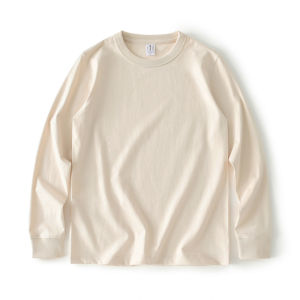 Sanben Needle Long Sleeves T-shirt Mens 320G Heavy Weight Pure Cotton Basic Style White Shoulder Sweatshirt Inner Bottoming Shirt Tops