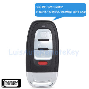 Non-Keyless Smart Remote Key Fob Replacement for Audi A4 A5 Q5 2010 2011 2012 2013 2014 2015 16 IYZFBSB802 315MHz 433MHz 868MHz