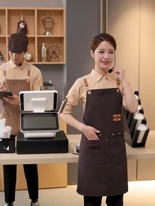 Custom Logo Chef Aprons & Kitchen Aprons Adjustable Bib Apron with Pockets Chef Kitchen Apron Waterproof Apron for Men & Women 围裙
