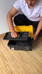 12/14 Inch Tool Box Portable Double Layer Multifunction Rigid Plastic Tool Organizer Box