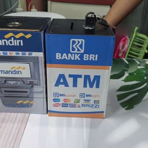 Celengan ATM Kunci Ukuran 10x15 Cm Motif BCA BRI Karakter Anak Lucu Unik Viral Murah
