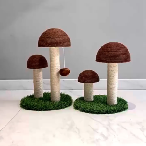 Lovinland Cat Scratching Post Mushroom Cat Scratcher Cat Toys Durable Cute Sisal Cat Scratchers Post for Indoor Cats Adults Kitten with Stable Base