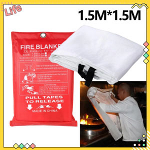 Fire Blanket 1.5*1.5M Fiberglass Fire Emergency Blanket Flame Retardant Protection And Heat Insulation Fire Suppression Blanket Home Kitchen Car Office Warehouse Emergency Survival Safety Cover