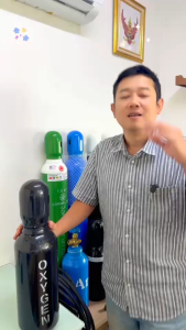 ถังลม ออกซิเจน ขนาด 0.5 คิว (ทรงอ้วน) หัววาล์ว CGA540 ถังใหม่ มีก๊าซเต็มถัง พร้อมใช้งาน ( ลม ออกซิเจน Oxygen O2 ถังลมตัดเหล็ก ถังลมแพ็คปลา )