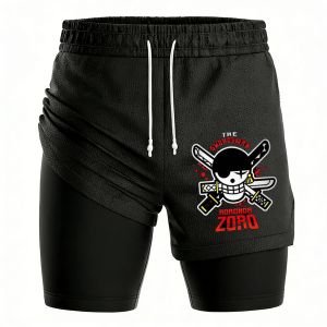 Bandai | Y2k One Piece Anime Mens Gym Shorts Summer Streetwear Sports Pants Breathable Mesh Double-layer 2 in 1 Shorts Sportswear