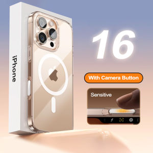 Trong suốt pha lê MagSafe vỏ điện thoại với máy ảnh nút điều khiển cho Iphone 17 không khí/16 cộng với mềm cạnh nhựa TPU trong suốt bìa cho iPhone 16 / 17 Pro Max chống sốc dùng trong quân sự Ốp bảo vệ