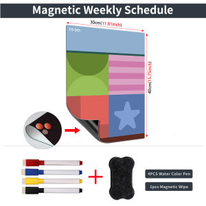 Dry Erase Magnetic Refrigerator Calendar 40x30cm Weekly Planner White Board Family To Do List