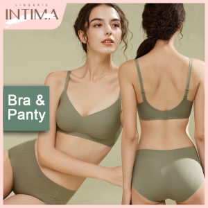 INTIMA High-Quality SUJI Jelly Seamless Plain Color Bra And Panty Set French Deep V Small Breast Adjustment Type No- Wire Underwear Women Push Up Comfortable Bralette Sets