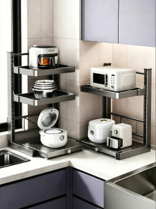B&W | Retractable Multi Functional Kitchen Storage Shelf
