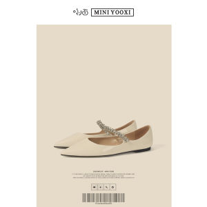 รองเท้าส้นแบน Mary Janes ทรงหัวแหลม สำหรับผู้หญิง ทรงหวาน สไตล์นางฟ้า รองเท้าส้นแบนแบบสวมสบาย สไตล์ฝรั่งเศส ฤดูใบไม้ผลิและฤดูร้อน 2025