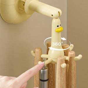 No-Drill Suction Cup Hook Cute Duck Design 360° Rotating Organizer Hook For Bathroom Wardrobe Hook for Hats Bags Towels Home Dec