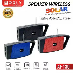 ERRLY Speaker Bluetooth TWS CLIP AI-130 FM Antena Radio Panel Surya Charger Matahari Speker Solar Senter Flashlight AL130