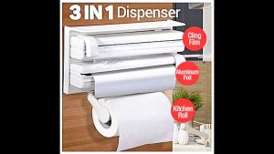 Tissue Holder Triple Paper Dispenser (White) Foil Cling Wrap Keimav