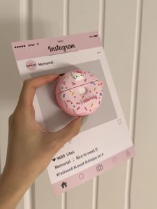 Pink Donut Cartoon Hello Kitty AirPods pro Protective Case Cute Apple 1/2 Gen Pro2 Four Gen Bluetooth Earphone Shell Silicone Soft Case
