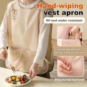 Vest Apron Kitchen Household Cooking Waterproof and Oil-Proof Young Style High-Value Waistcoat Waistcoat for Women Young Style Outer Wear