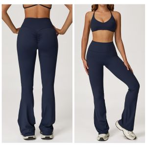 Naked Feel Booty Lifting Yoga Pants High Waist Flared Leggings with Tummy Control Wide Bottom Dance Fitness Workout Autumn