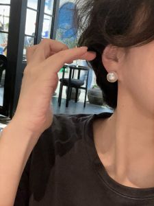 White Pearl Earrings 925 Silver Needle Hepburn Style round Elegant Vintage Cookie Jewelry Fashion Accessories Womens Earrings
