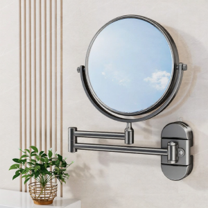 Suction Cup Makeup Mirror Lighted Retractable Wall Mounted Bathroom Foldable Hotel No Drilling Small Double Sided Magnifying