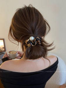 ริบบิ้นผูกผมลายเสือดาวสไตล์ย้อนยุคพร้อมตัวผูกผมแบบห่วงขนาดเล็ก เครื่องประดับผมสำหรับผู้หญิง รุ่นใหม่ 2025 ริบบิ้นผูกผมแบบหางปลาสำหรับผู้หญิง