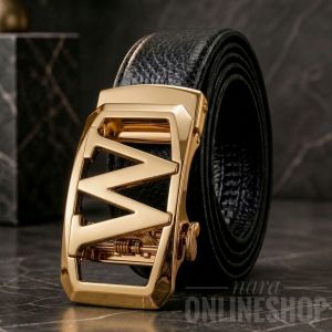 Sabuk Gesper Ikat Pinggang Pria Model Rel Huruf W Gold