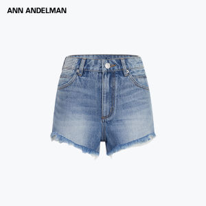 ANN ANDELMAN | Embroidered High-Waist A-Line Denim Shorts