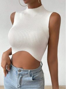 เสื้อยืดคอกลมแขนกุดทรงสลิมฟิตสำหรับผู้หญิง สไตล์สตรีท ทรงปกติ ฤดูร้อน 2024 เสื้อผ้าทำงานแบบลำลอง