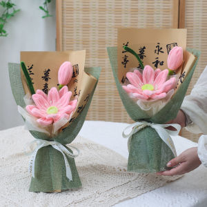 ของขวัญสร้างสรรค์ ดอกบัวทอด้วยมือสำเร็จรูป ของขวัญวันเกิด ของขวัญวันครู สัมผัสพิธีกรรม ดอกไม้บัว งานฝีมือ DIY