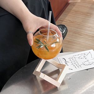 Creative Lunar Glass Cup round Ball Ice Hockey Cup Atmosphere Coffee Drink Beverage Juice Cup High Temperature Resistant 401mL-500mL Capacity