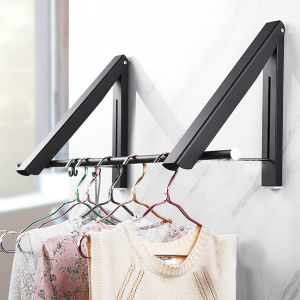 Wall Mounted Folding Laundry Drying Rack Clothes Drying Rack Hidden Clothes Rack