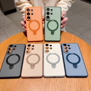 Luxury 360° Rotation Stand Magnetic Silicone Case for Samsung Galaxy S22 S24 Plus S23 S25 S26 Ultra for Magsafe Shockproof Cover