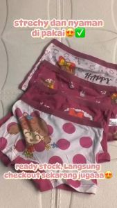 MPW302 Celana Dalam Anak Perempuan Celana Dalam Boxer Anak Perempuan Motif Bahan Katun Random 4 Pcs