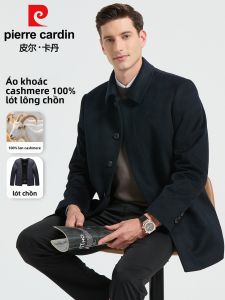 Pierre Cardin | Áo Khoác Mùa Đông Nam Cao Cấp 100% Cashmere có Lót Lông Chồn